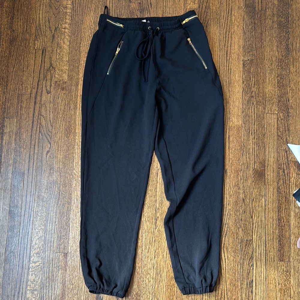 Black Jogger Pants with Gold Accents